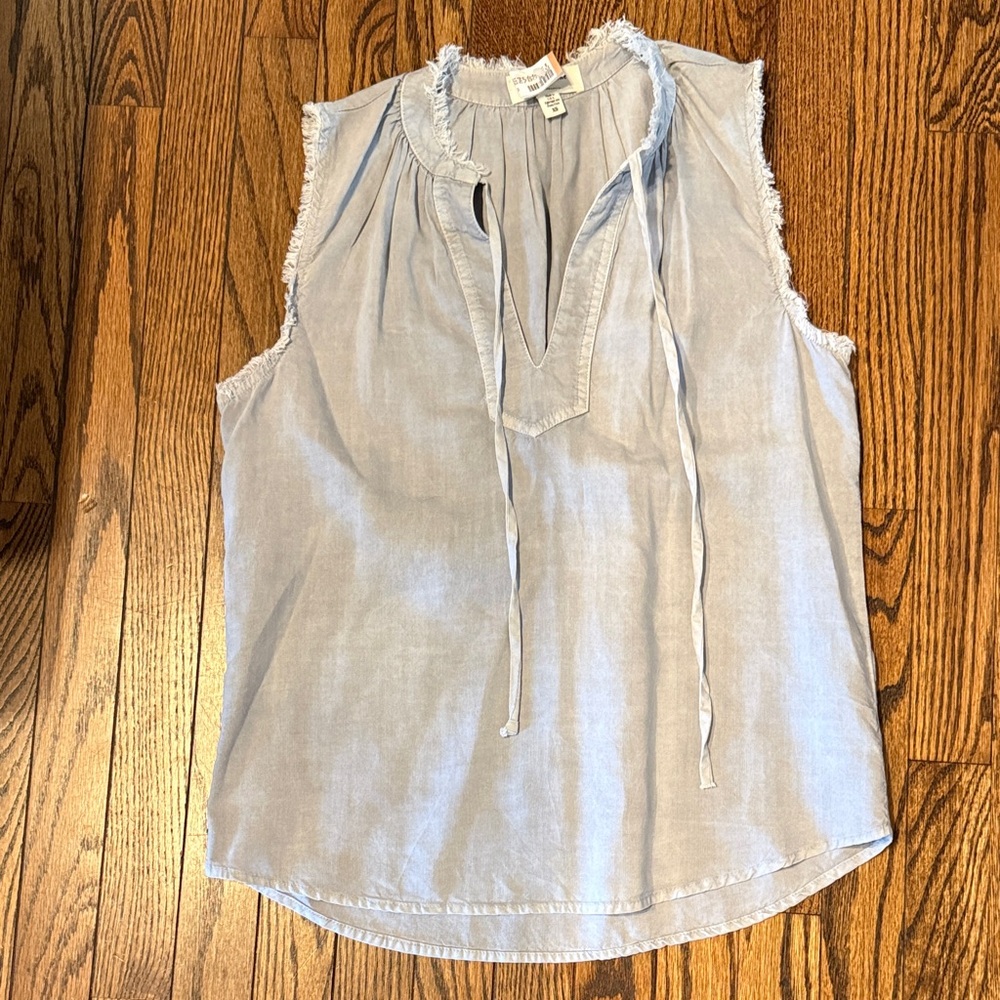 Cloth & Stone Anthropologie Light Blue Sleeveless Tie-Neck Top size xs
